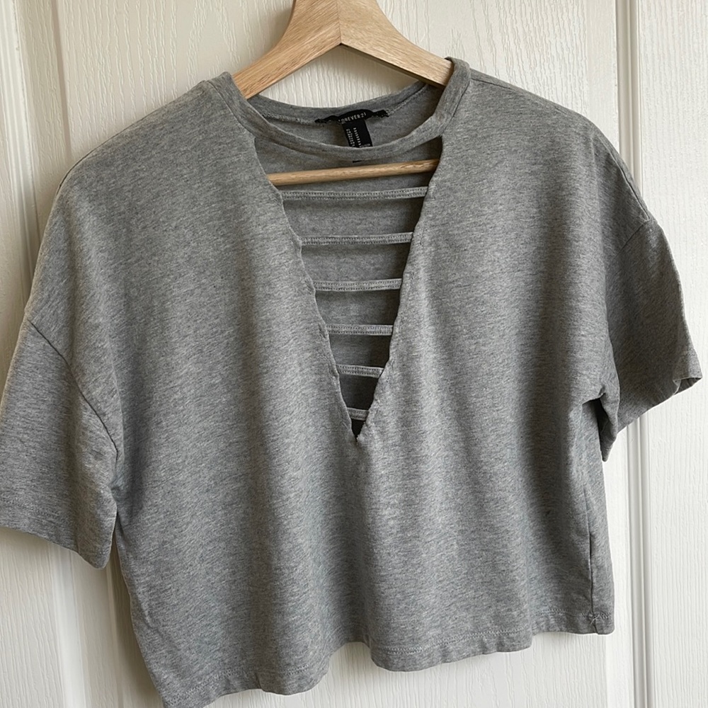 Grey Boxy crop top